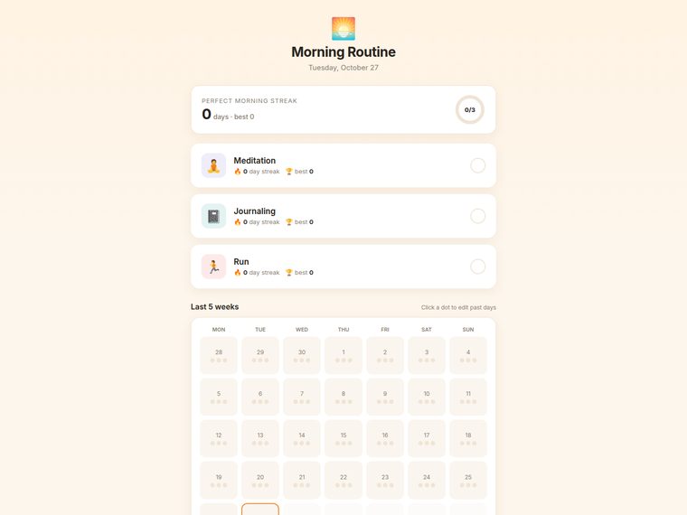 Claude Fable 5.1 Habit tracker, desktop