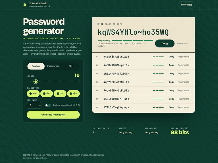 TAO-1 Password generator, desktop