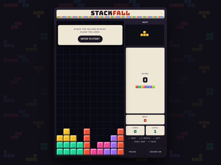 TAO-1 Falling-blocks game, desktop