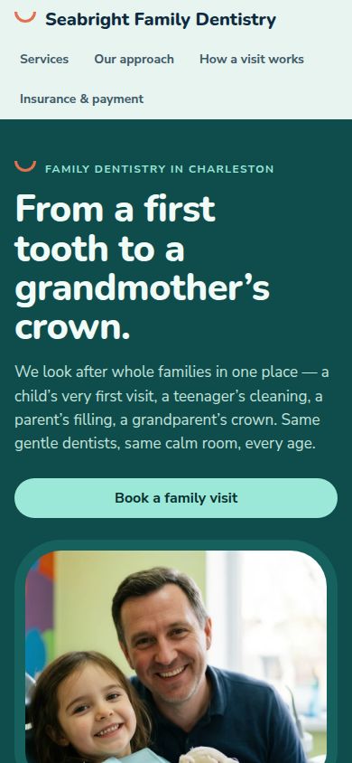 Dentist website built by TAO-1 on a phone