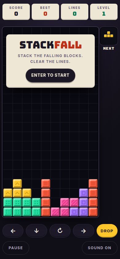 Tetris-style game built by TAO-1 on a phone